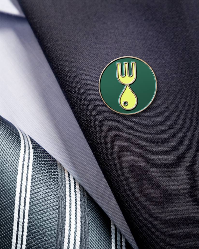 A lapel badge for the Wiltshire Marque designed by Mighty, brand agency