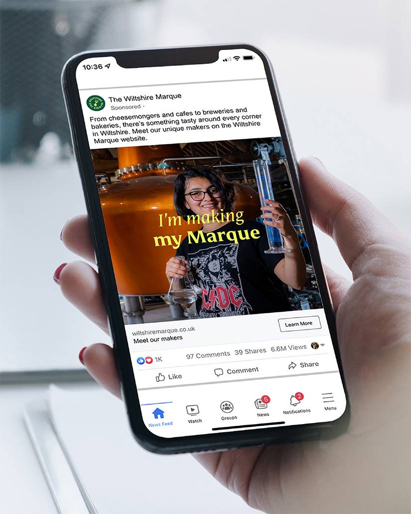 A Facebook advert for The Wiltshire Marque by Mighty, digital marketing agency