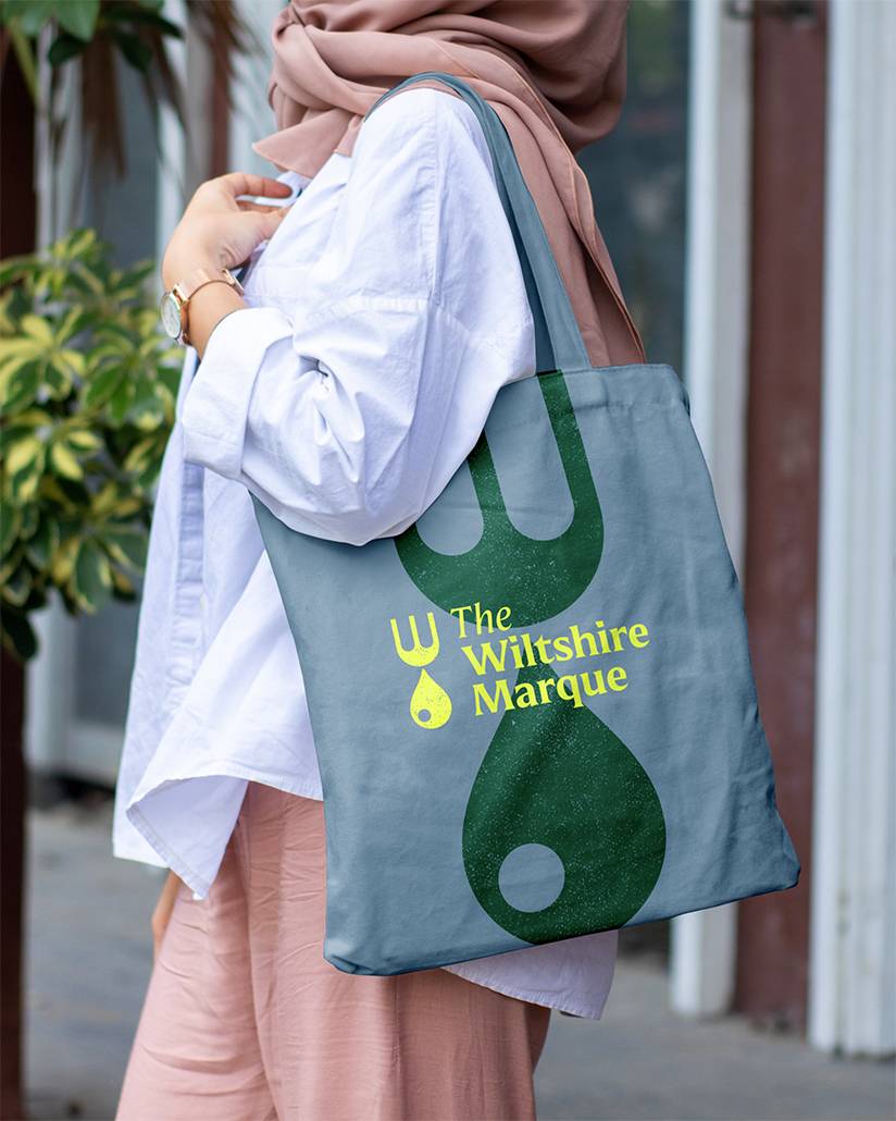 A concept for a Wiltshire Marque tote back, designed by Mighty, brand agency