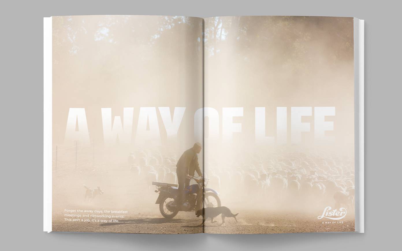 A magazine spread for Lister Shearing by Mighty, brand agency