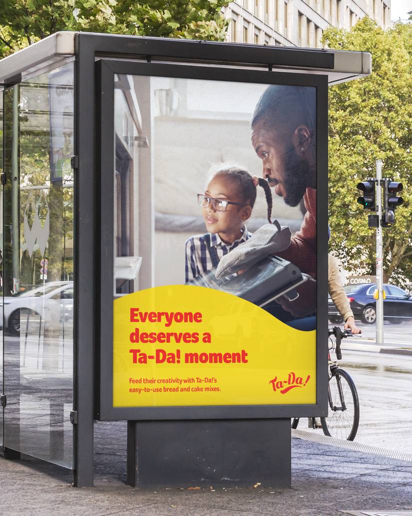A bus stop advert for Ta-Da! by Mighty, brand agency