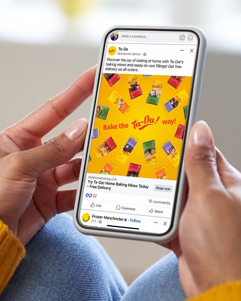 A Facebook advert for Ta-Da! as part of their e-commerce campaign. Designed by Mighty, digital marketing agency