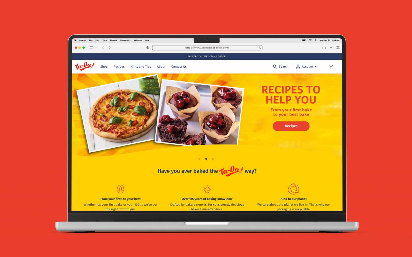 The Ta-Da home baking e-commerce website