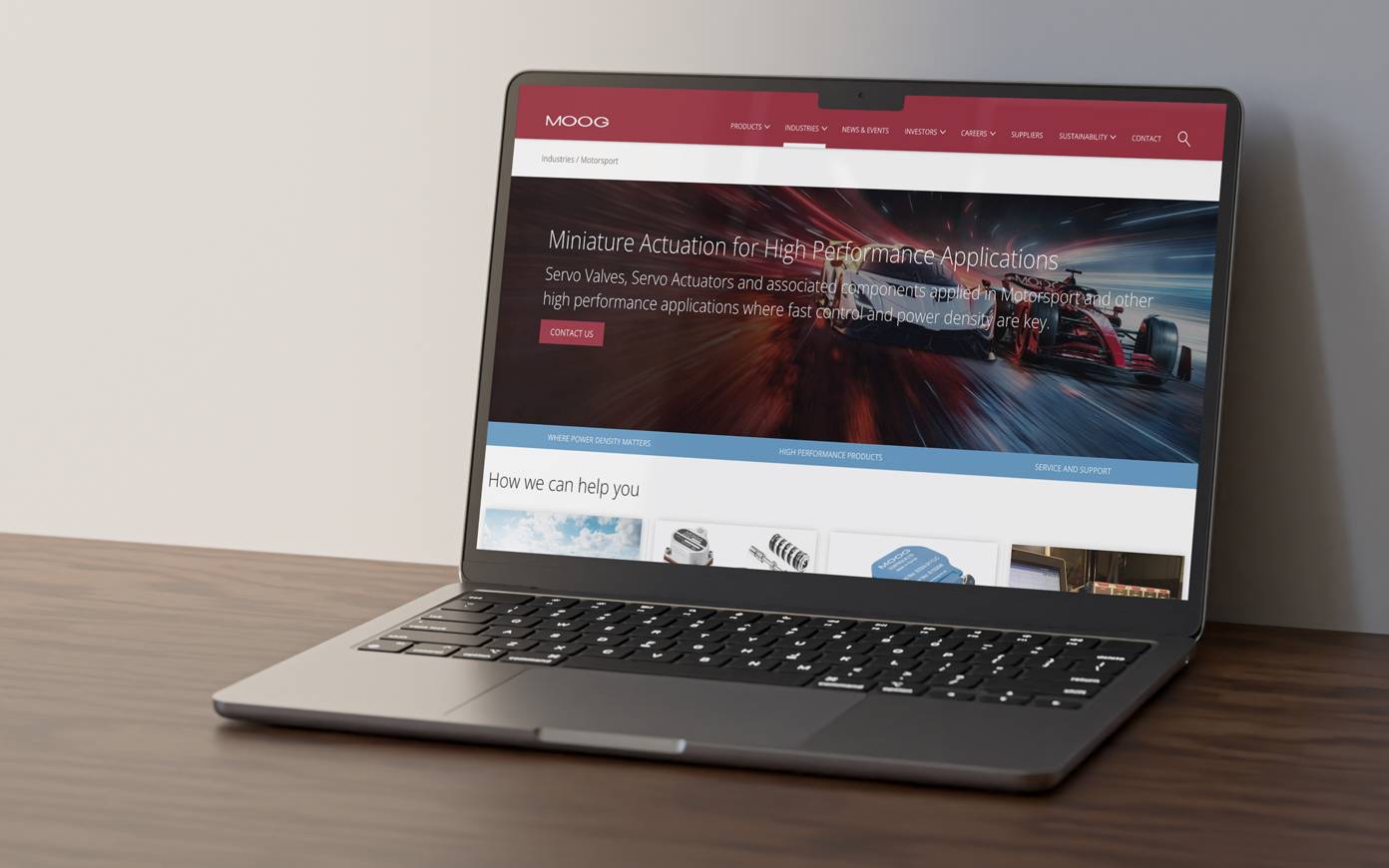 Moog website on a laptop