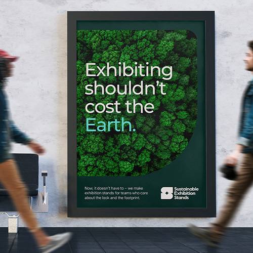 Brand poster for Sustainable Exhibition Stands by Mighty, design agency